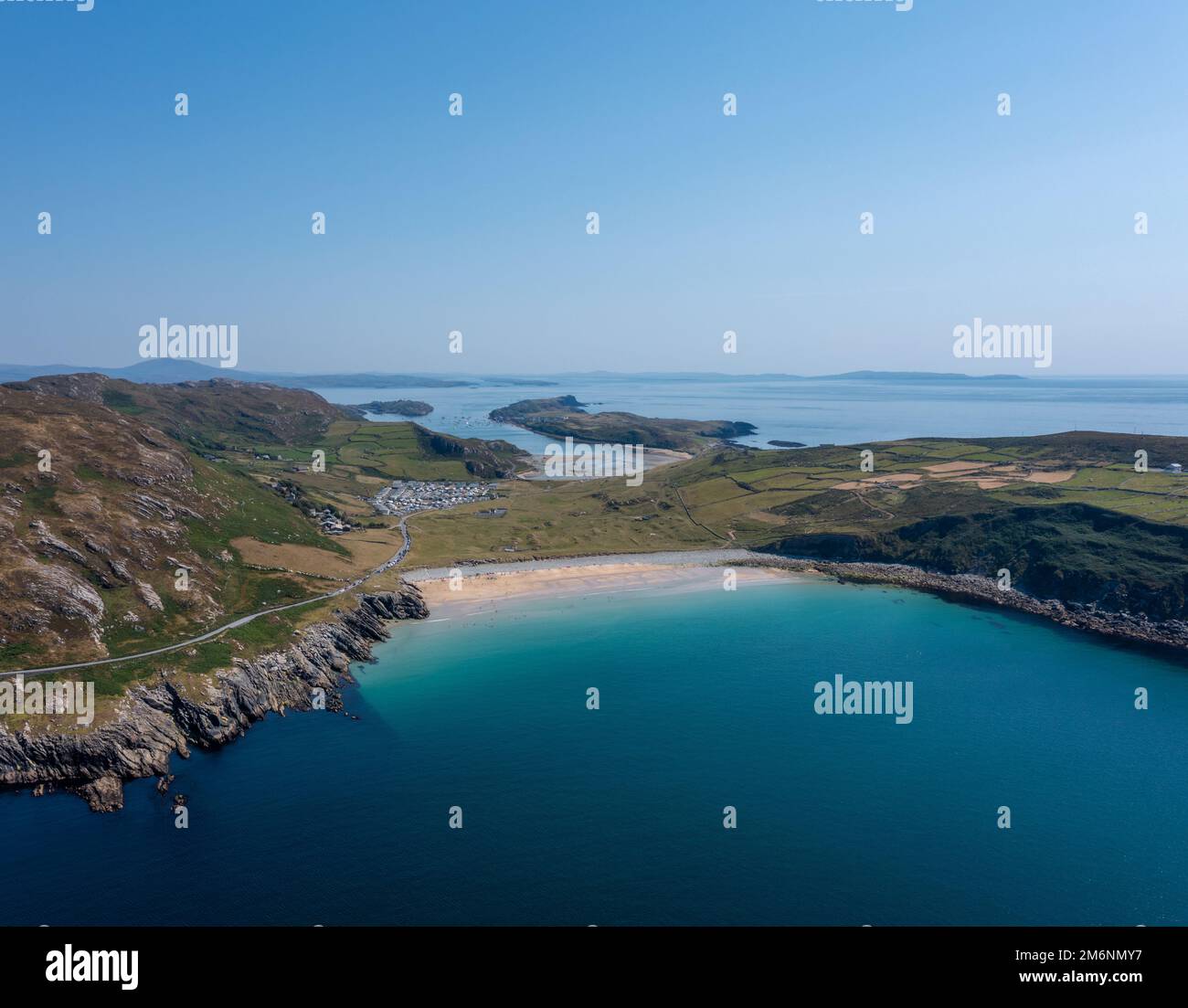 Aerial view of Lackenakea Bay Beach in Barley Cove on the Mizen Peninsula of West Cork in Ireland Stock Photo