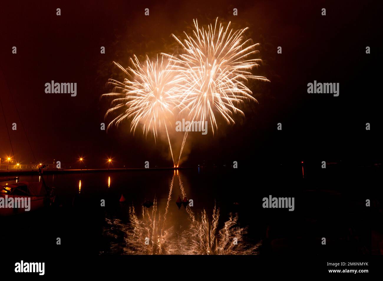 Fireworks display over sea on New Years Eve in Trieste, Italy Stock ...