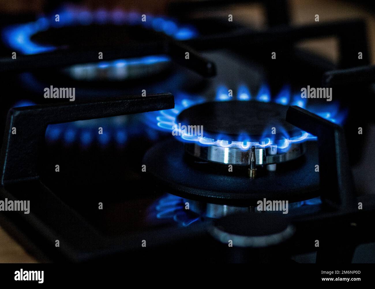 Kitchen gas cooker with burning fire propane gas Stock Photo Alamy