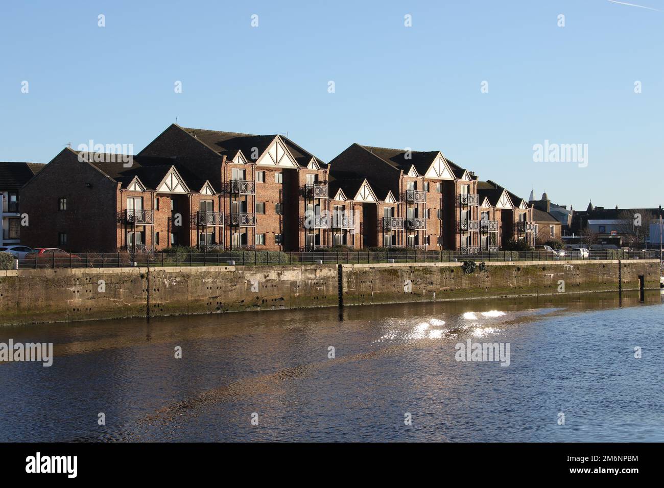 Ayr, Ayrshire, Scotland, UK. Modern private flats apartments on the River Ayr , Ayr Harbour, the
