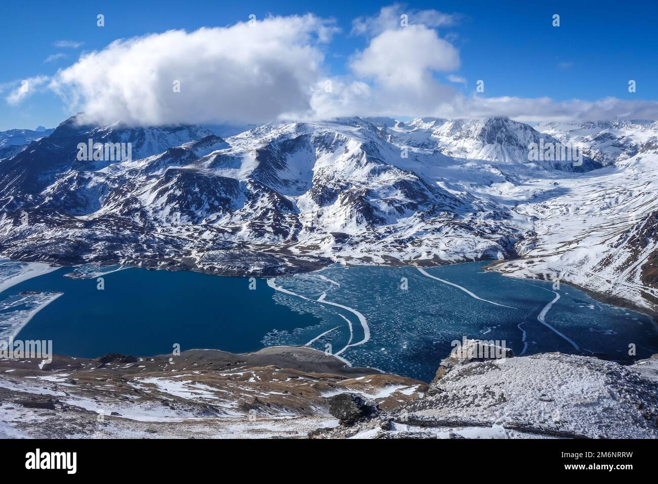 Mont-Cenis Lake in the french alps Stock Photo