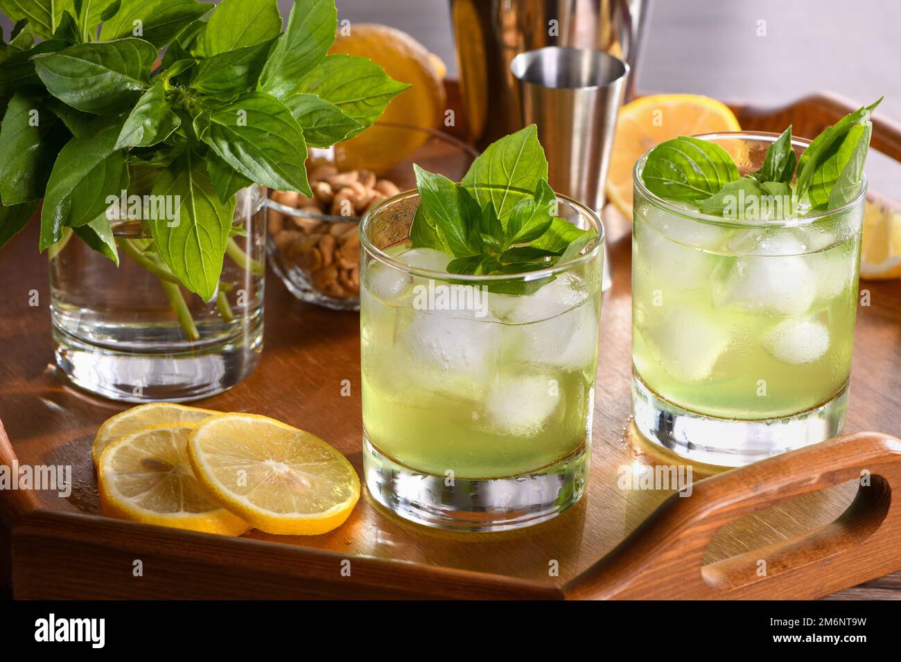 Thai Basil Gimlet Cocktail Stock Photo Alamy