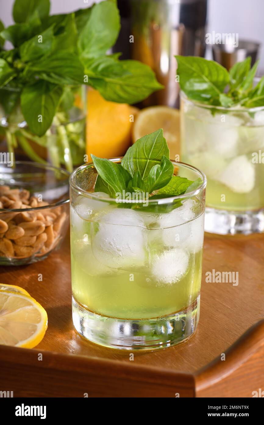 Thai Basil Gimlet Cocktail Stock Photo Alamy