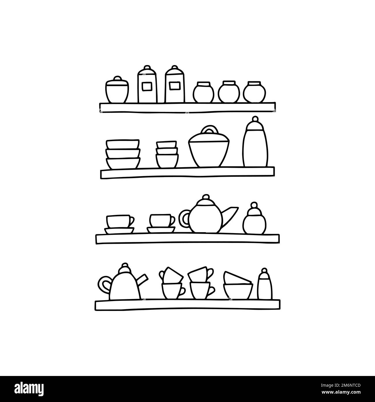 Vector kitchen utensils on shelf Stock Vector Image & Art Alamy