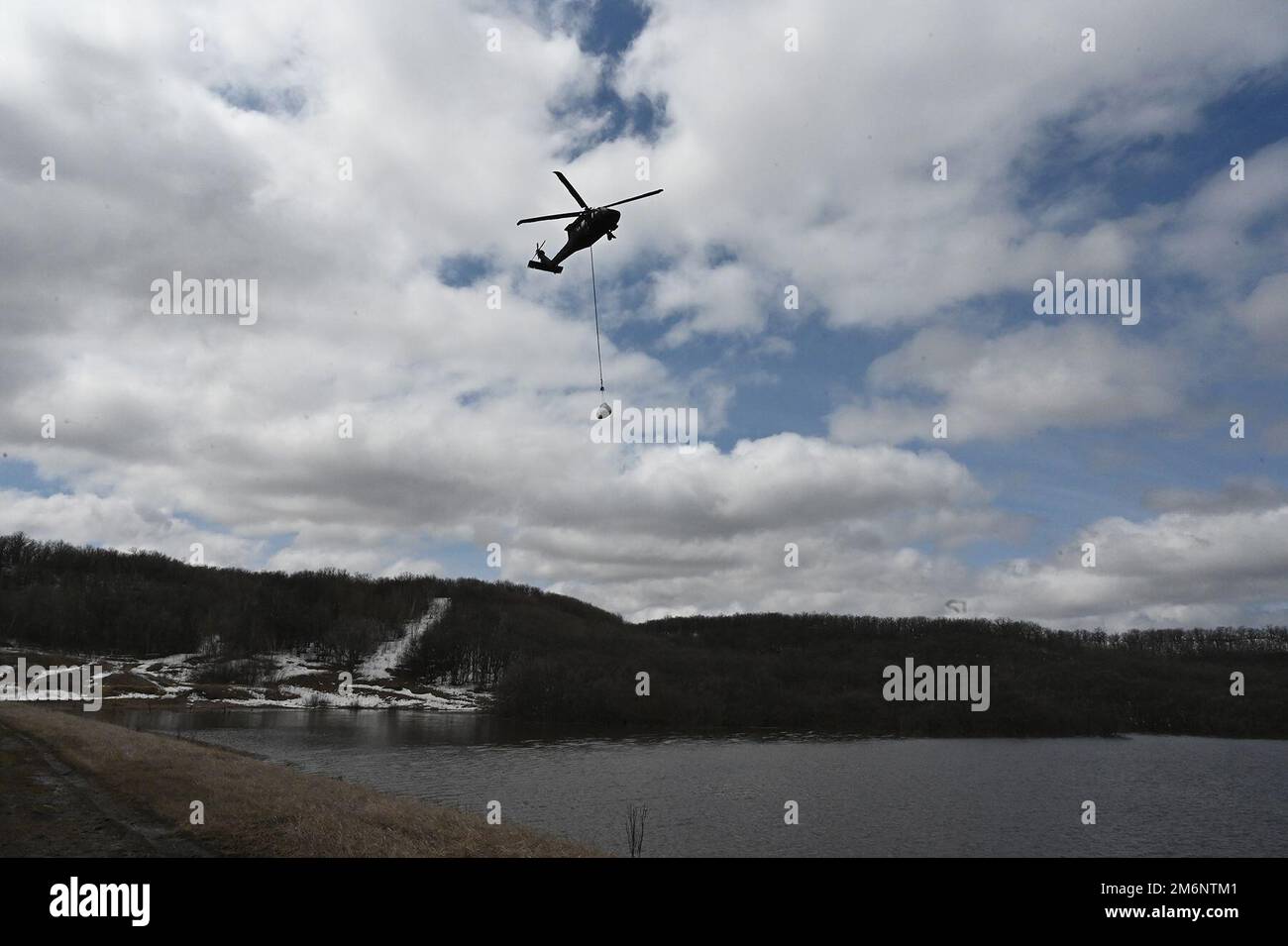 North Dakota Army National Guard Aviators operating two Black Hawk