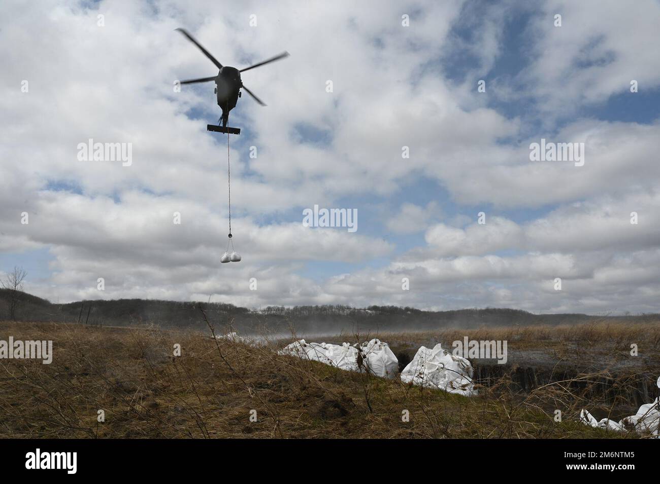 North Dakota Army National Guard Aviators operating two Black Hawk