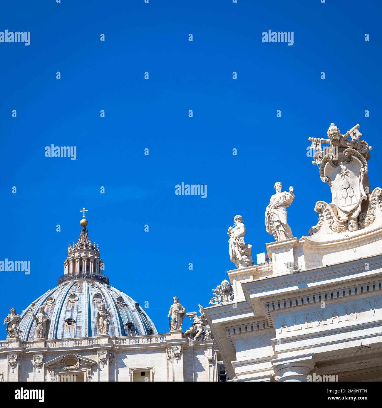 Vatican City in Rome. Detail of Saint Peter Church Cupola on top of