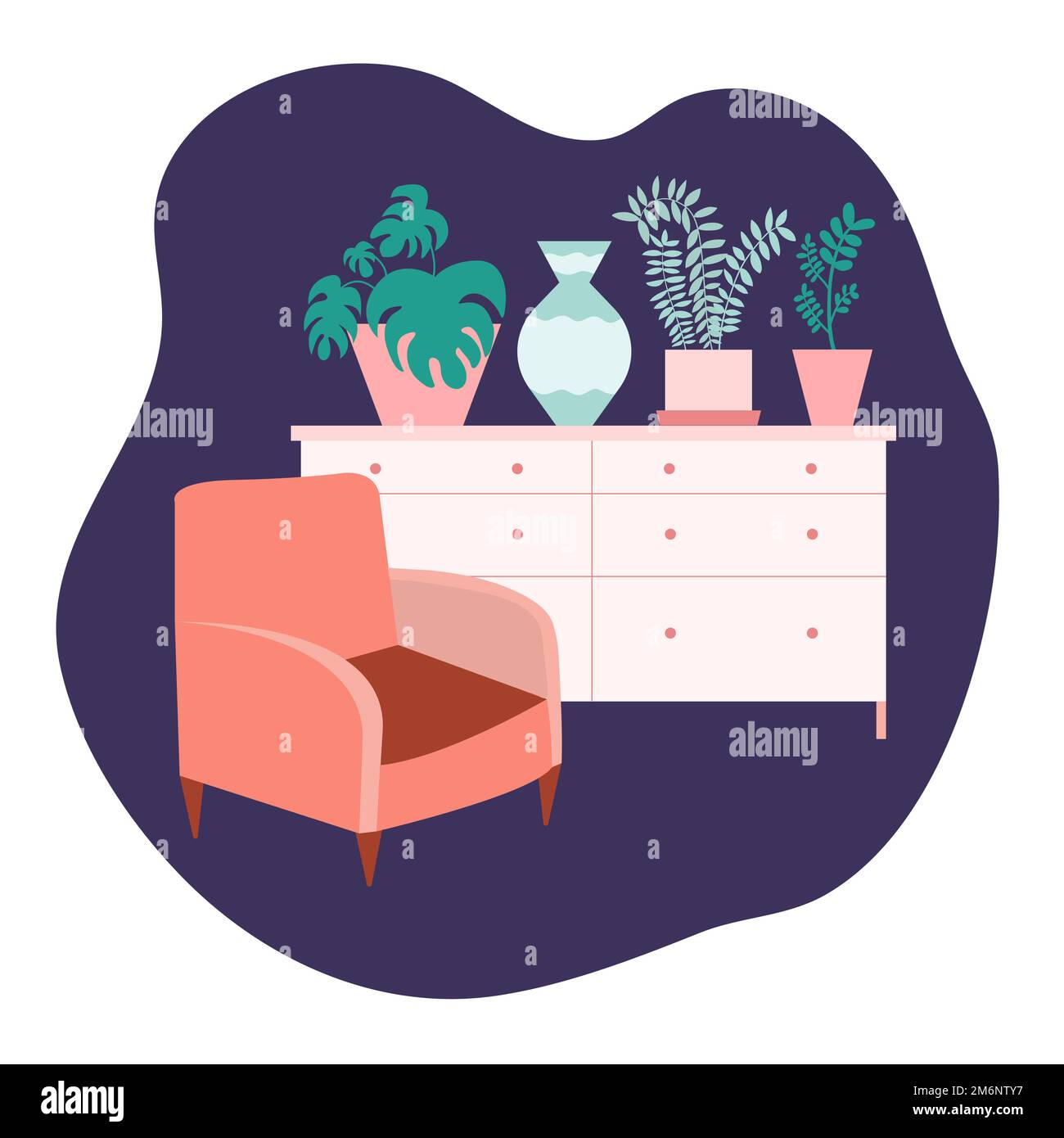 Flat style living room design Stock Vector Image & Art - Alamy