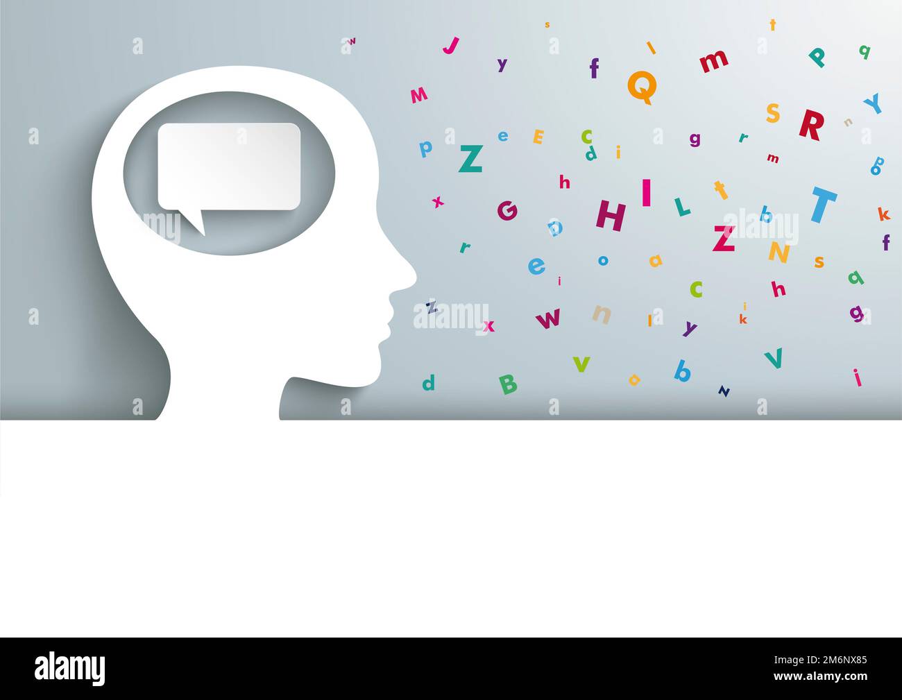 Human Head Letters Speech Bubble Logopedics Header Stock Photo - Alamy