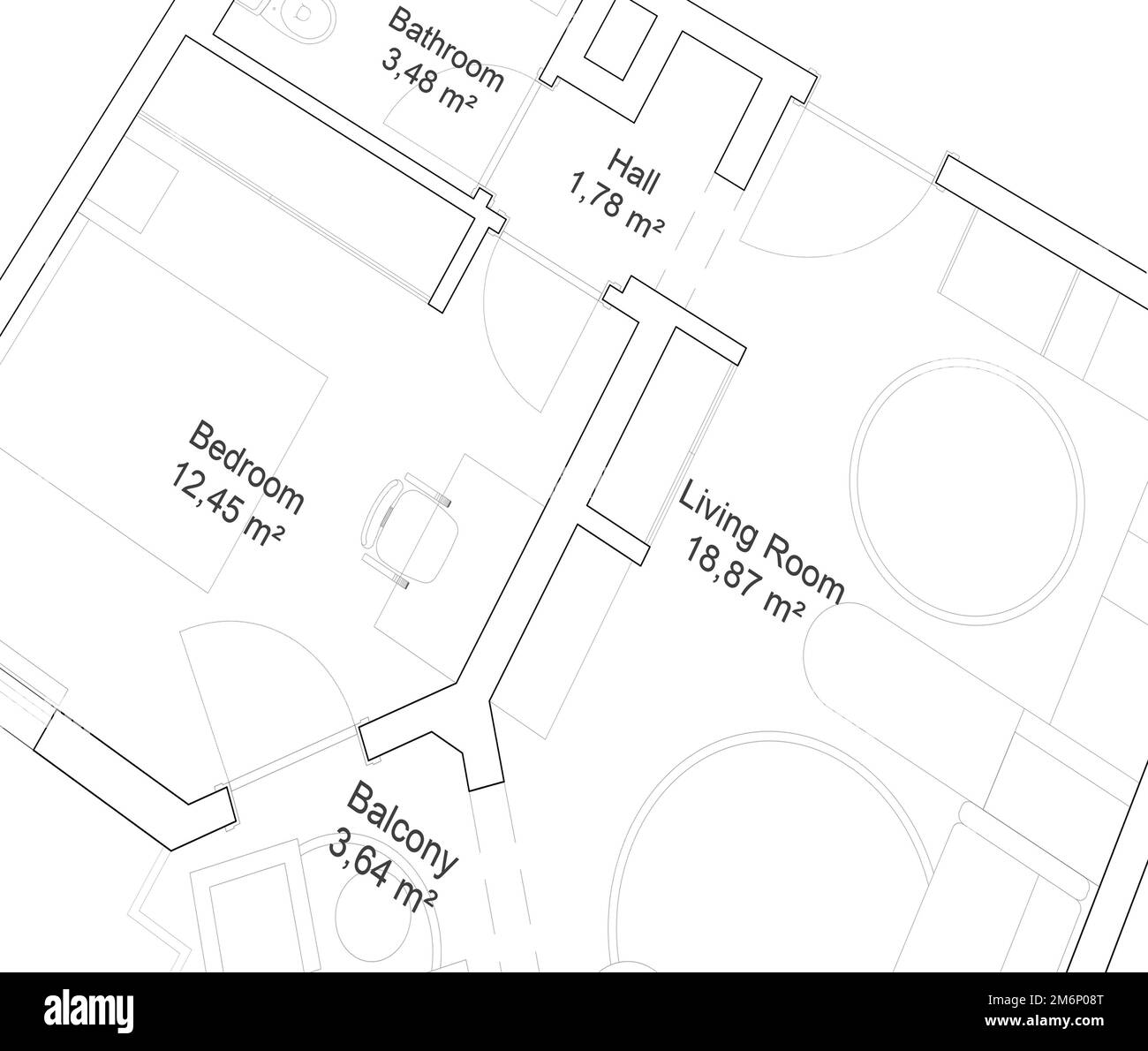 Apartment floor plan concept. 2d architectural plan of a house. Stock Photo