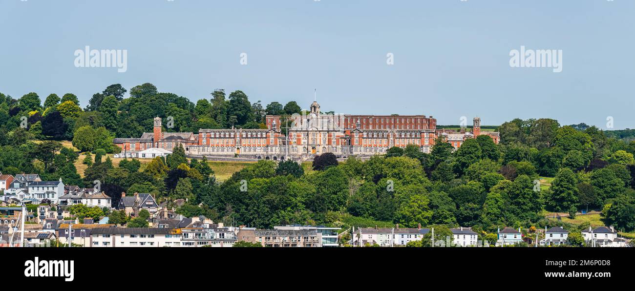 Britannia Royal Naval College in Dartmouth and River Dart, Kingswear, Devon, England Stock Photo