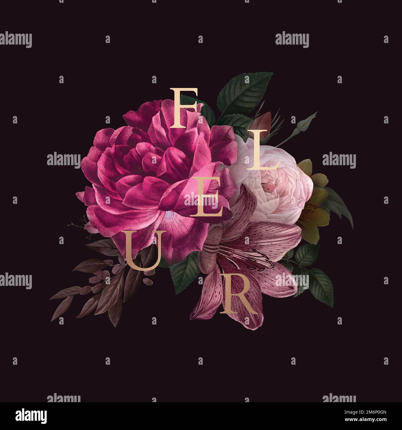 Floral word fleur typography design vector Stock Vector Image & Art Alamy