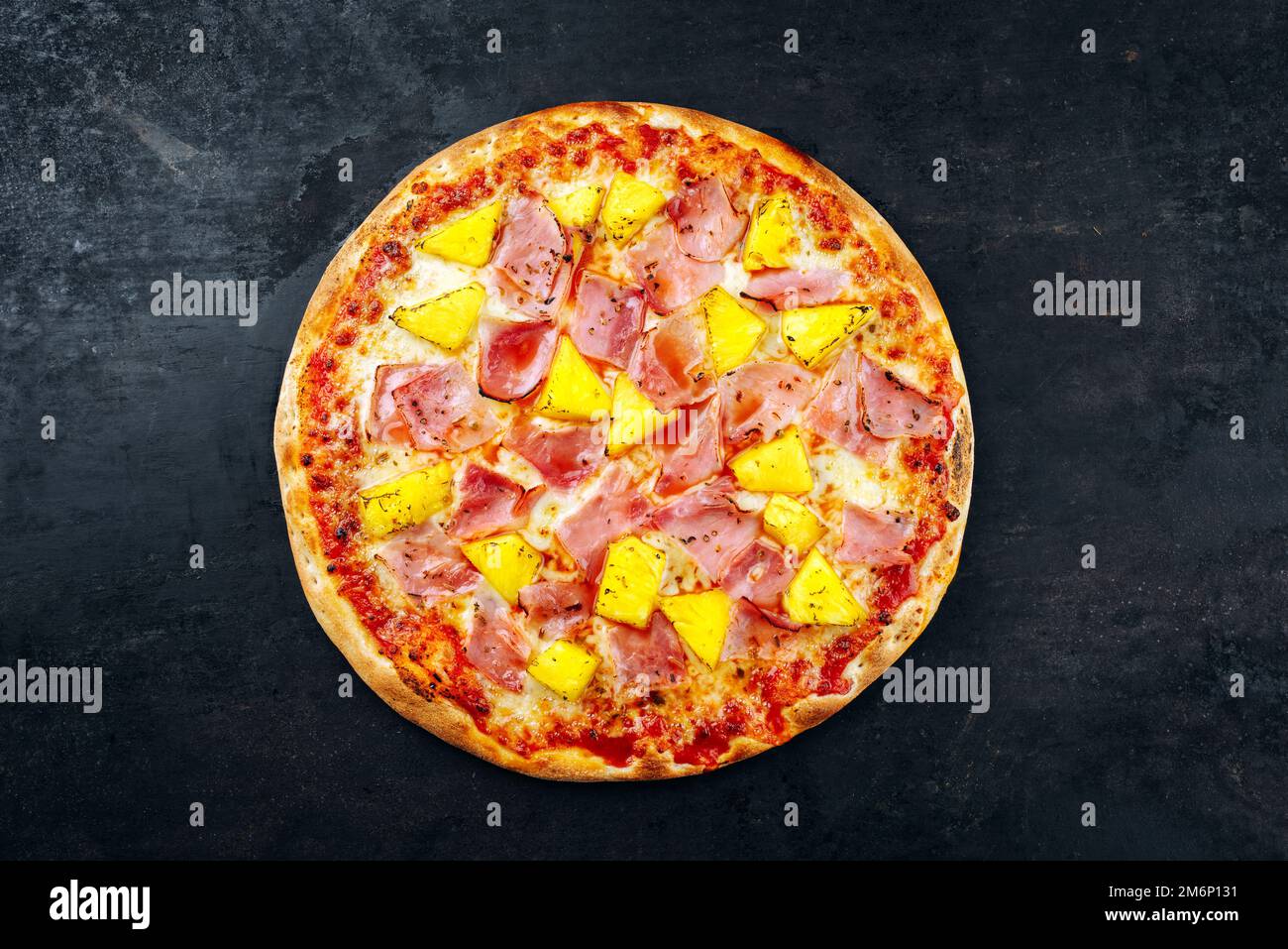 Traditional Italian pizza Hawaii with ham Stock Photo Alamy