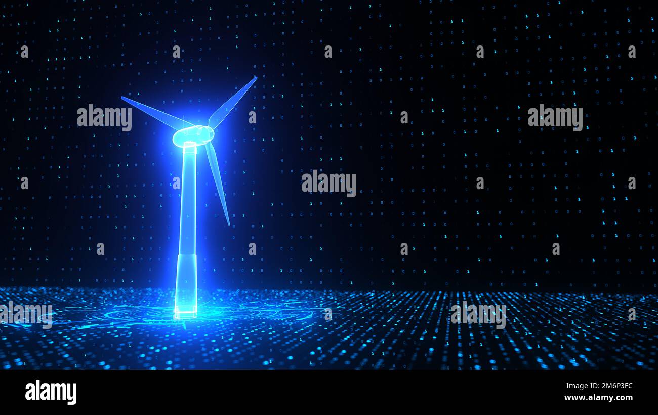 Digital Wind Turbine Hologram Stock Photo - Alamy