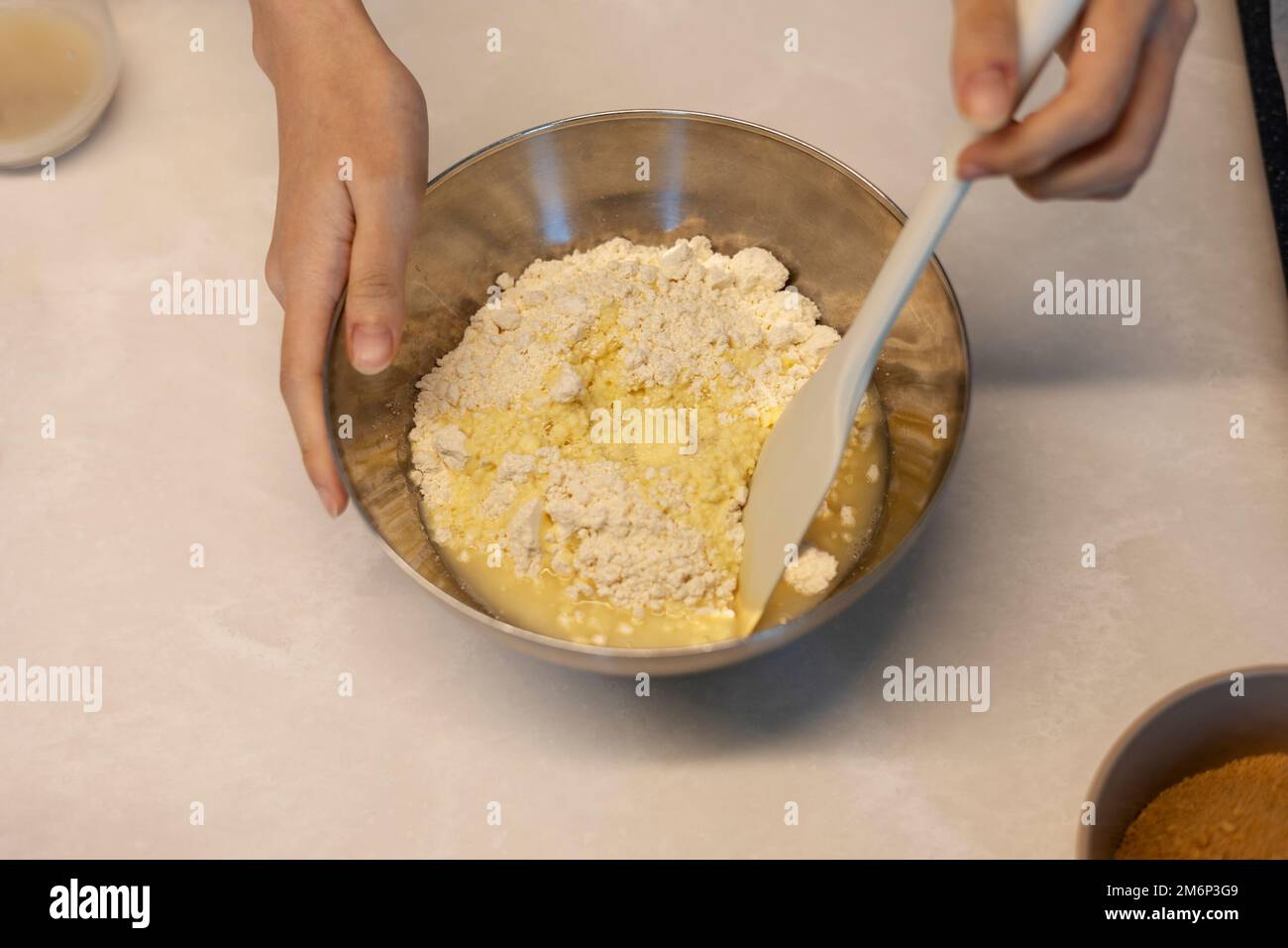 Making cookie bread hotteok dough before baking, whip and mixture into