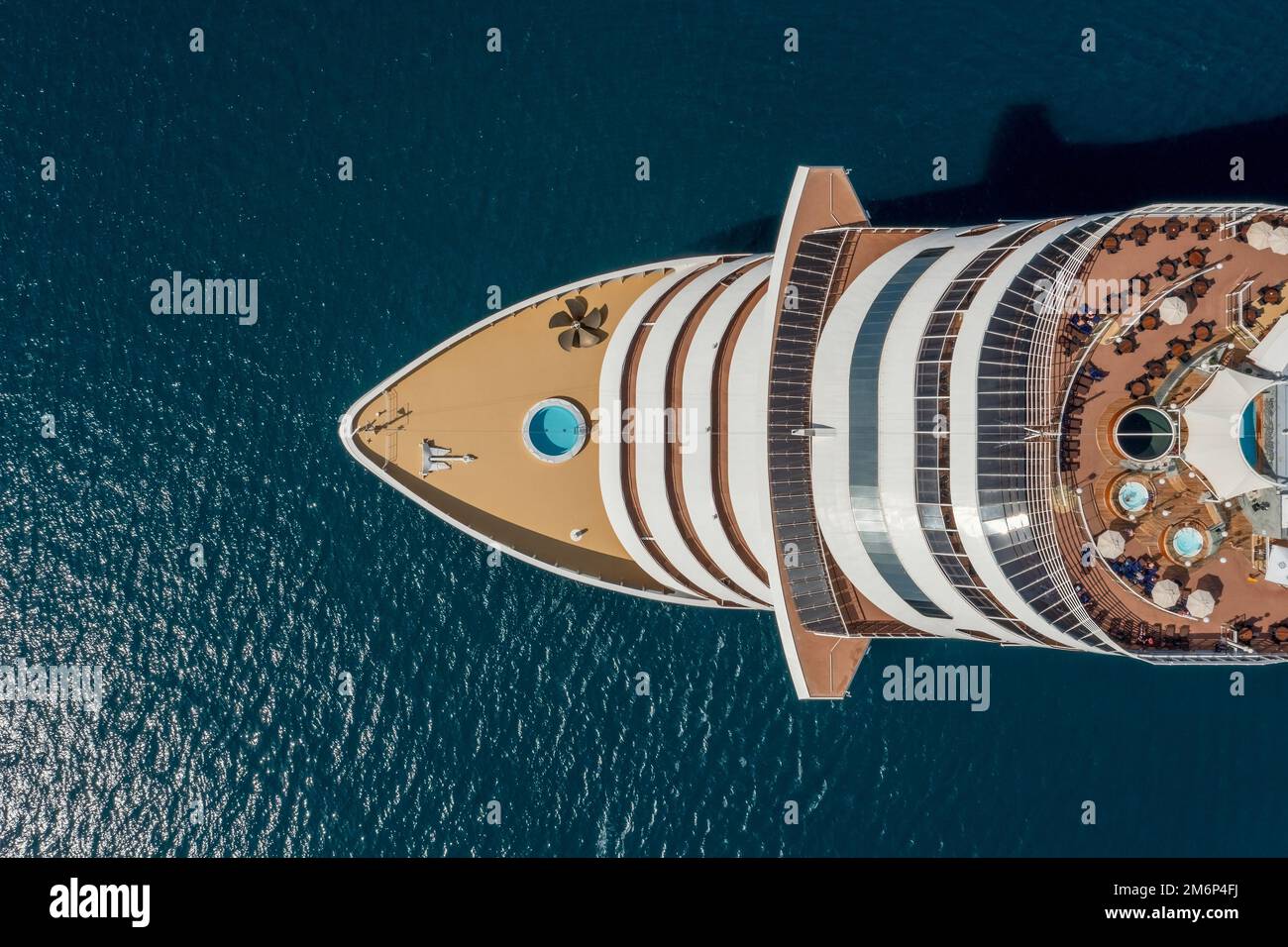 Large cruise ship front bow top view Stock Photo Alamy