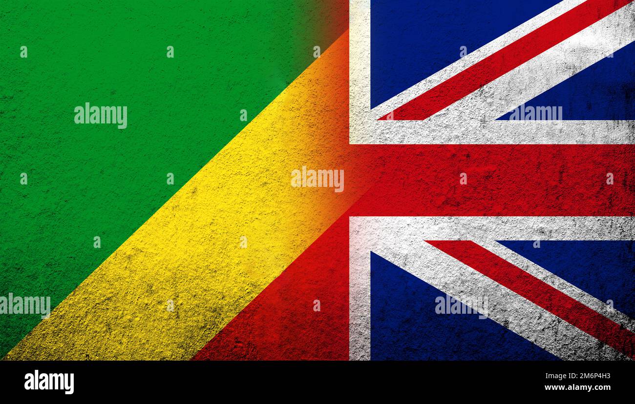 National flag of United Kingdom (Great Britain) Union Jack with Congo