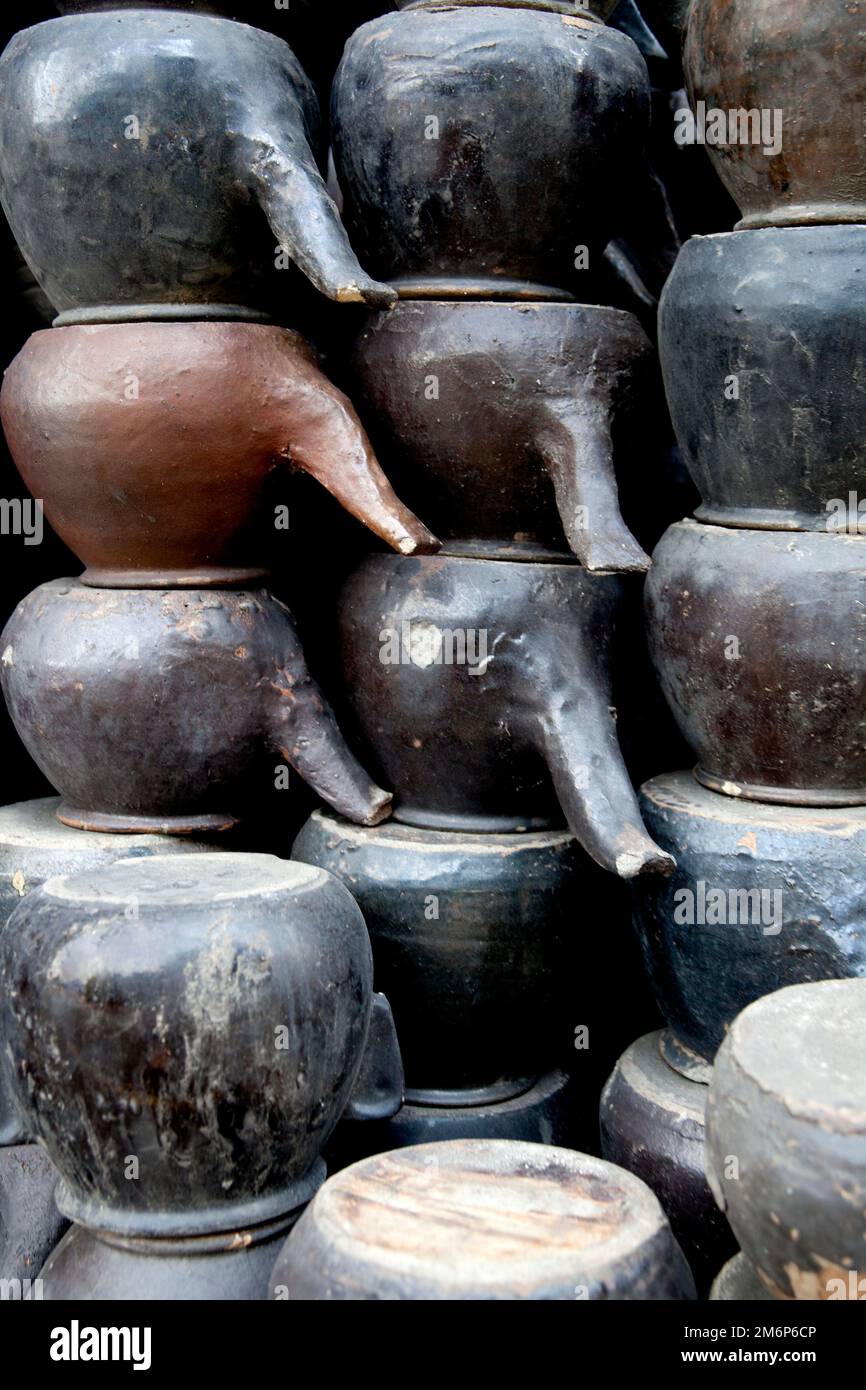 Old soy sauce kettles stacked in Seoul, Korea Stock Photo Alamy