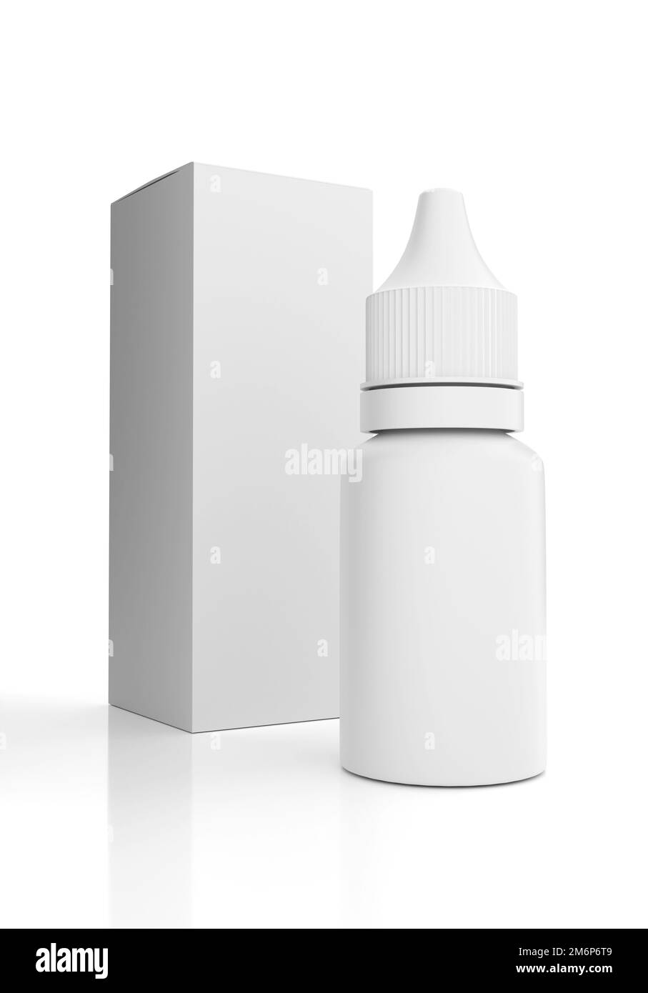 Eye Drop Bottle and Box Mockup isolated on White Background 3D
