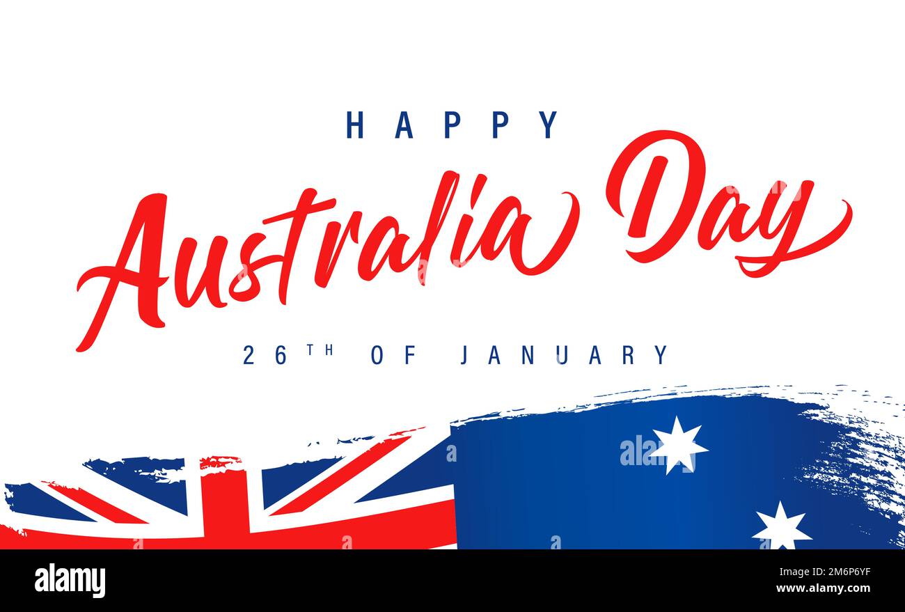 Happy Australia Day calligraphy and flag in brush stroke. Australian