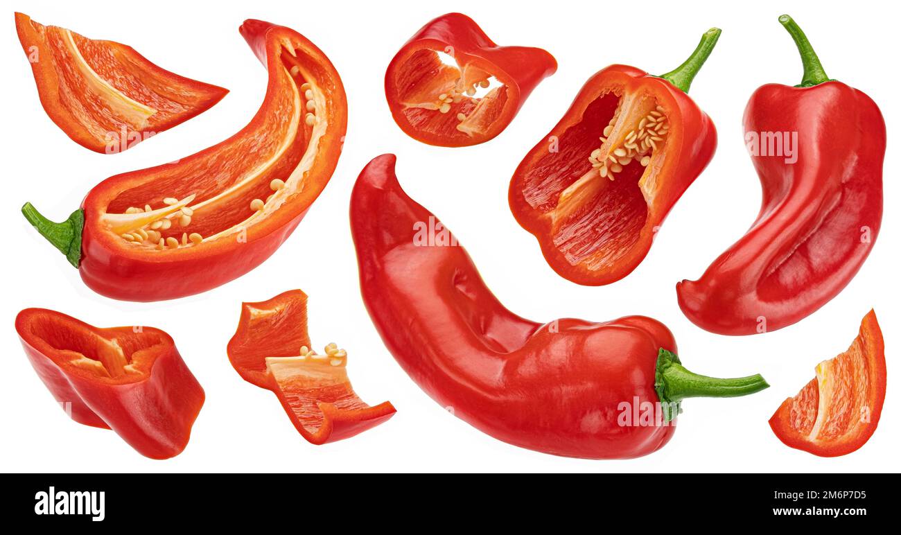 Red bell pepper isolated on white background Stock Photo - Alamy