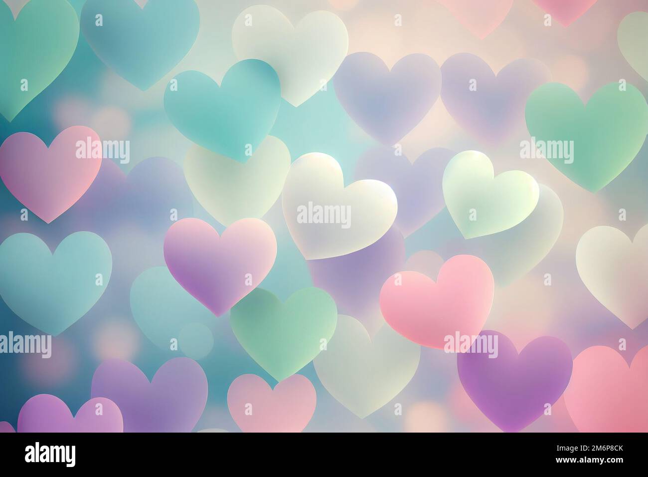 pastel colored hearts as Valentine's Day background Stock Photo