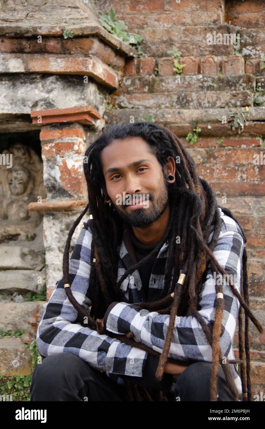 Faces of Nepa: Young Adult Man with Dreadlocksl Stock Photo
