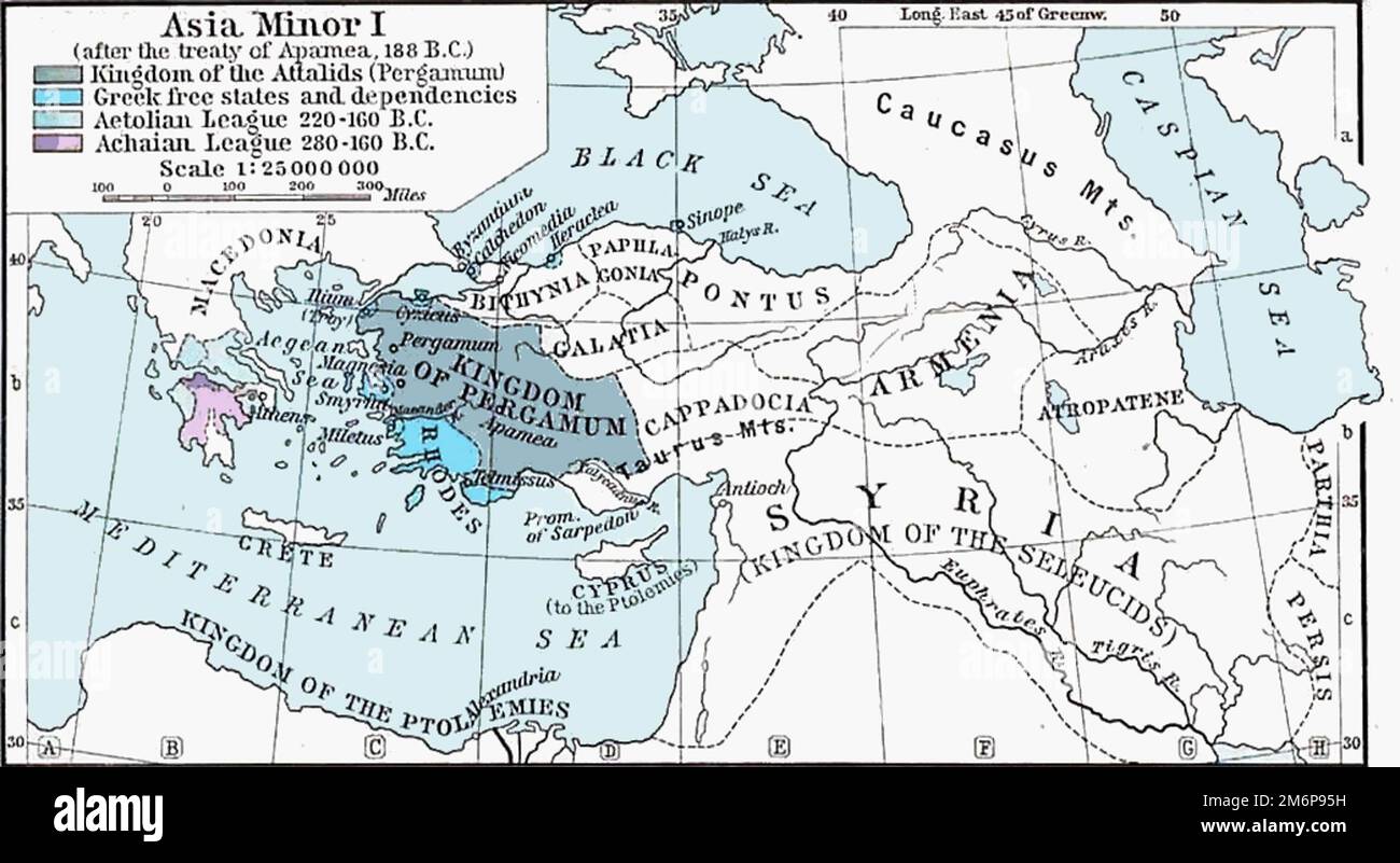 Map of the Diadochi successor states in 188 BCE Stock Photo - Alamy