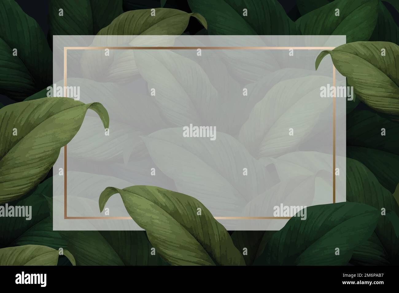 Green tropical leaves patterned poster vector Stock Vector