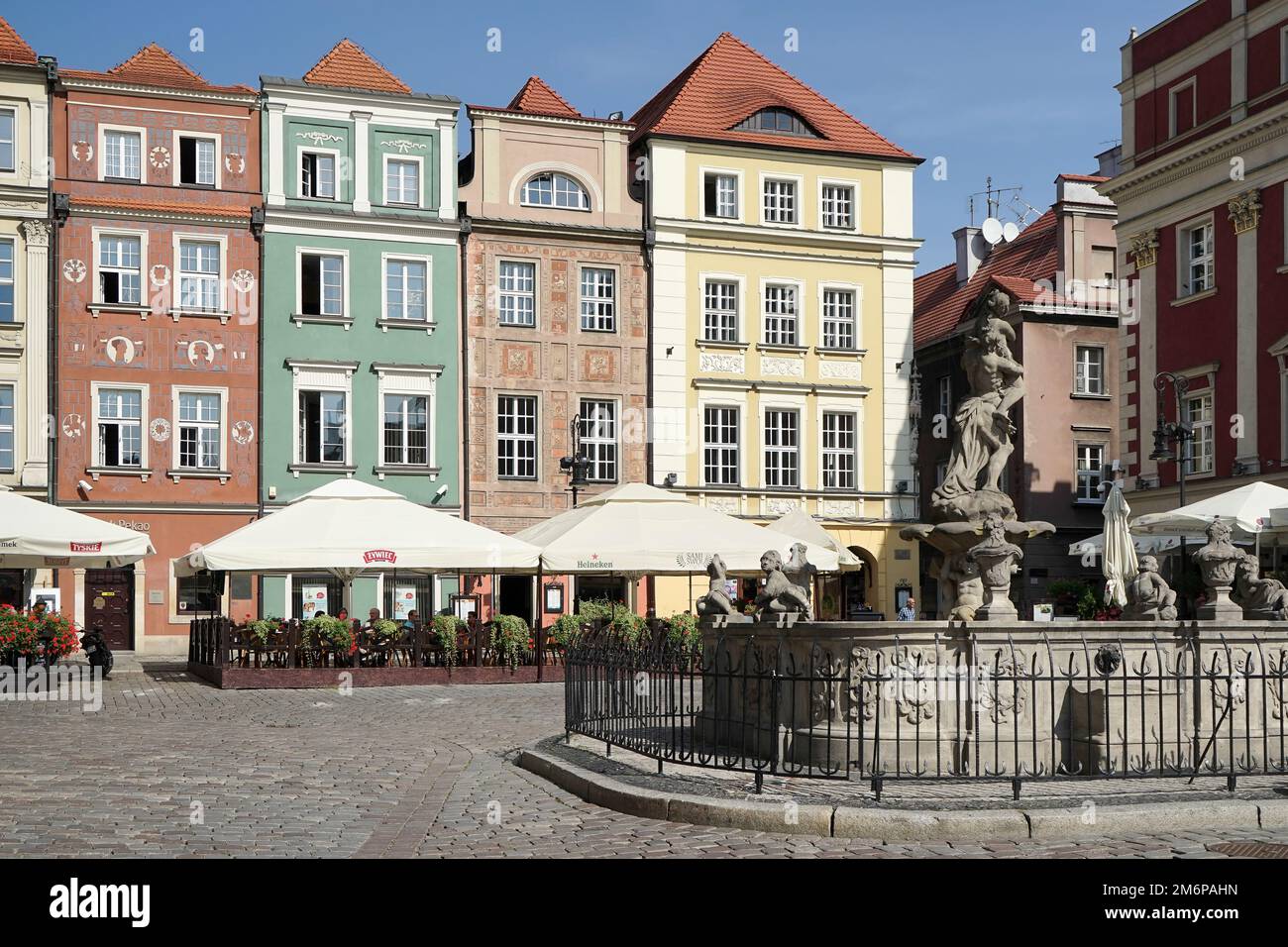Poznan, Poland, 2014. Row of multicoloured houses in Poznan Stock Photo