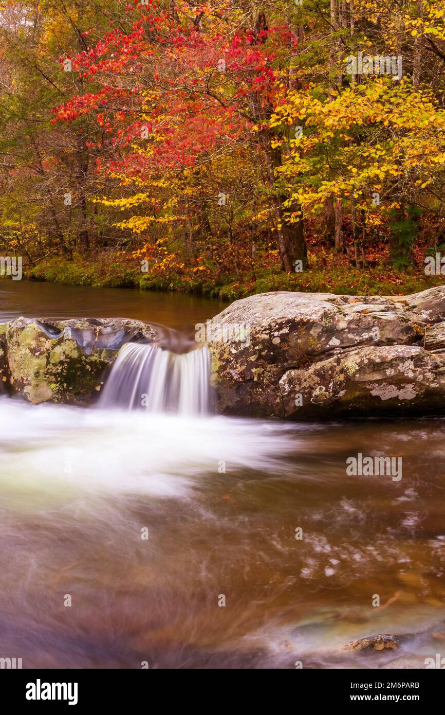 Cascade On Little Pigeon River in Great Smoky Mountains National Park, Tennessee Stock Photo