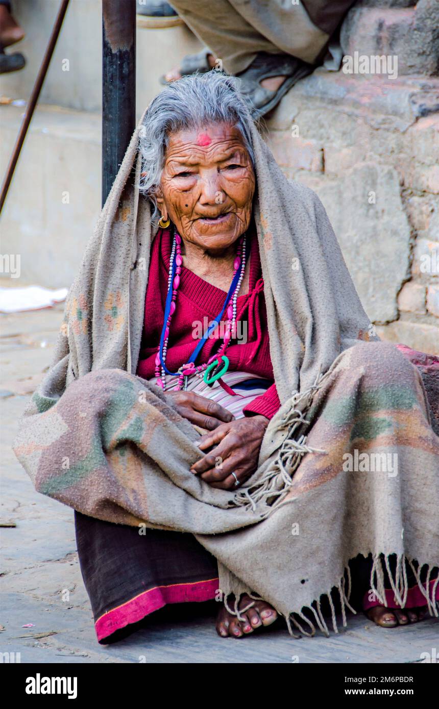 Faces of Nepal Edlerly Woman Stock Photo Alamy