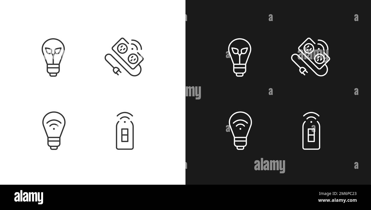 Home lighting pixel perfect linear icons set for dark, light mode Stock Vector