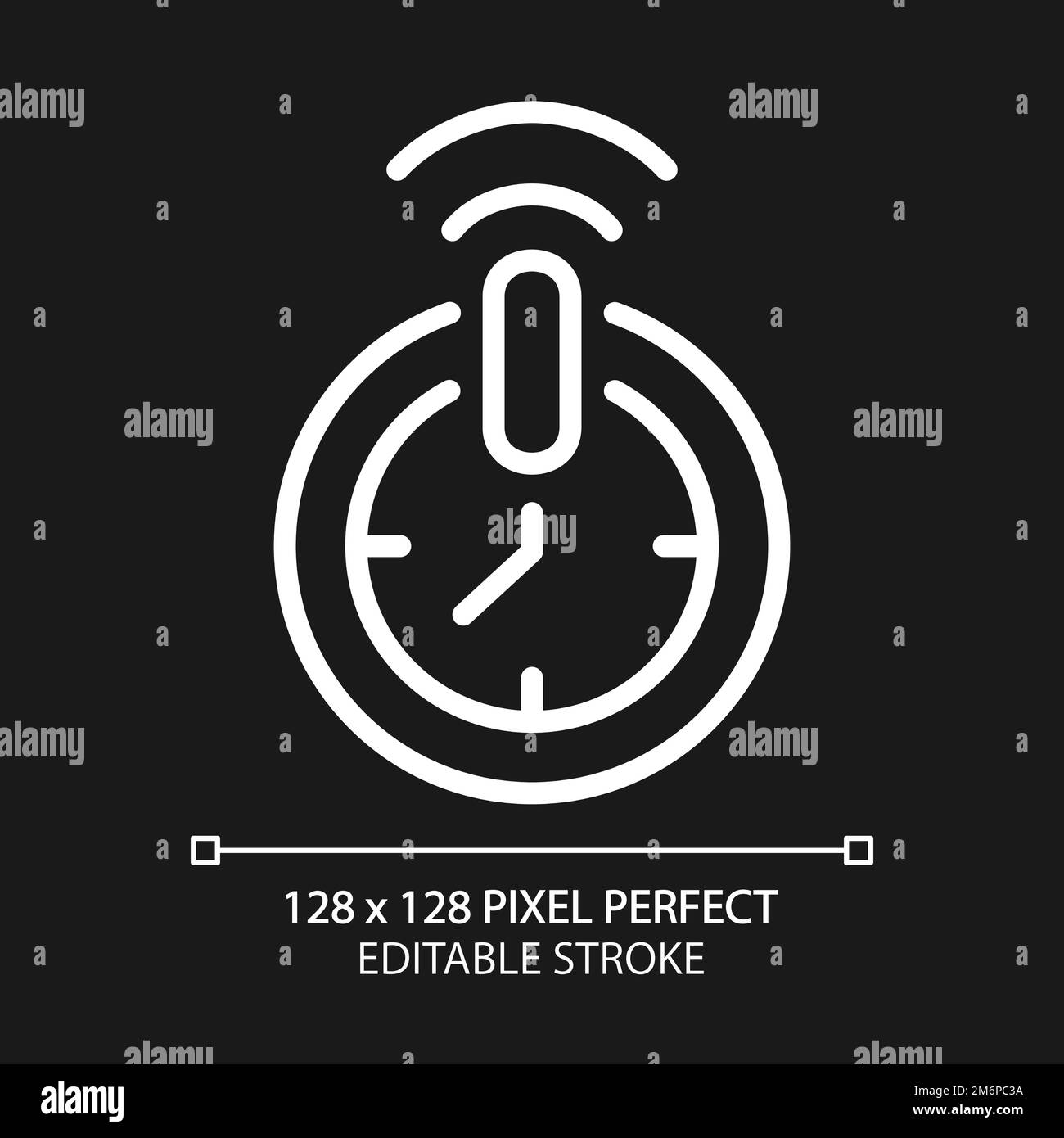 Automatic shut off timer pixel perfect white linear icon for dark theme ...