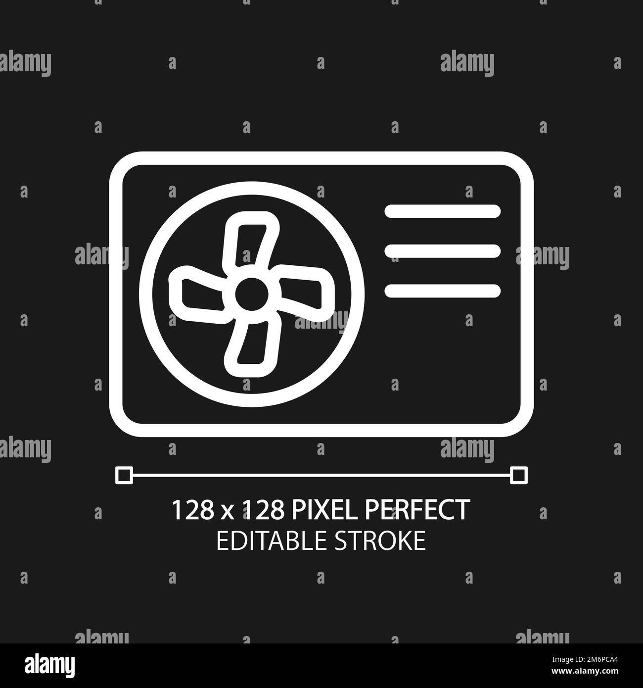 Air source heat pump pixel perfect white linear icon for dark theme Stock Vector