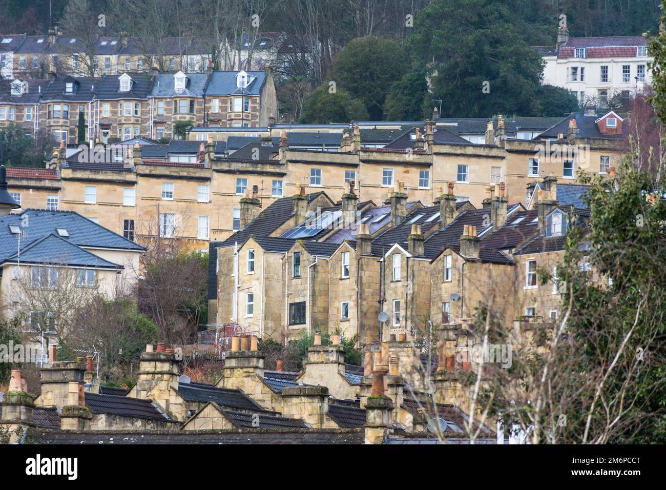 Terraced homes in Bath, Somerset, England, UK Stock Photo