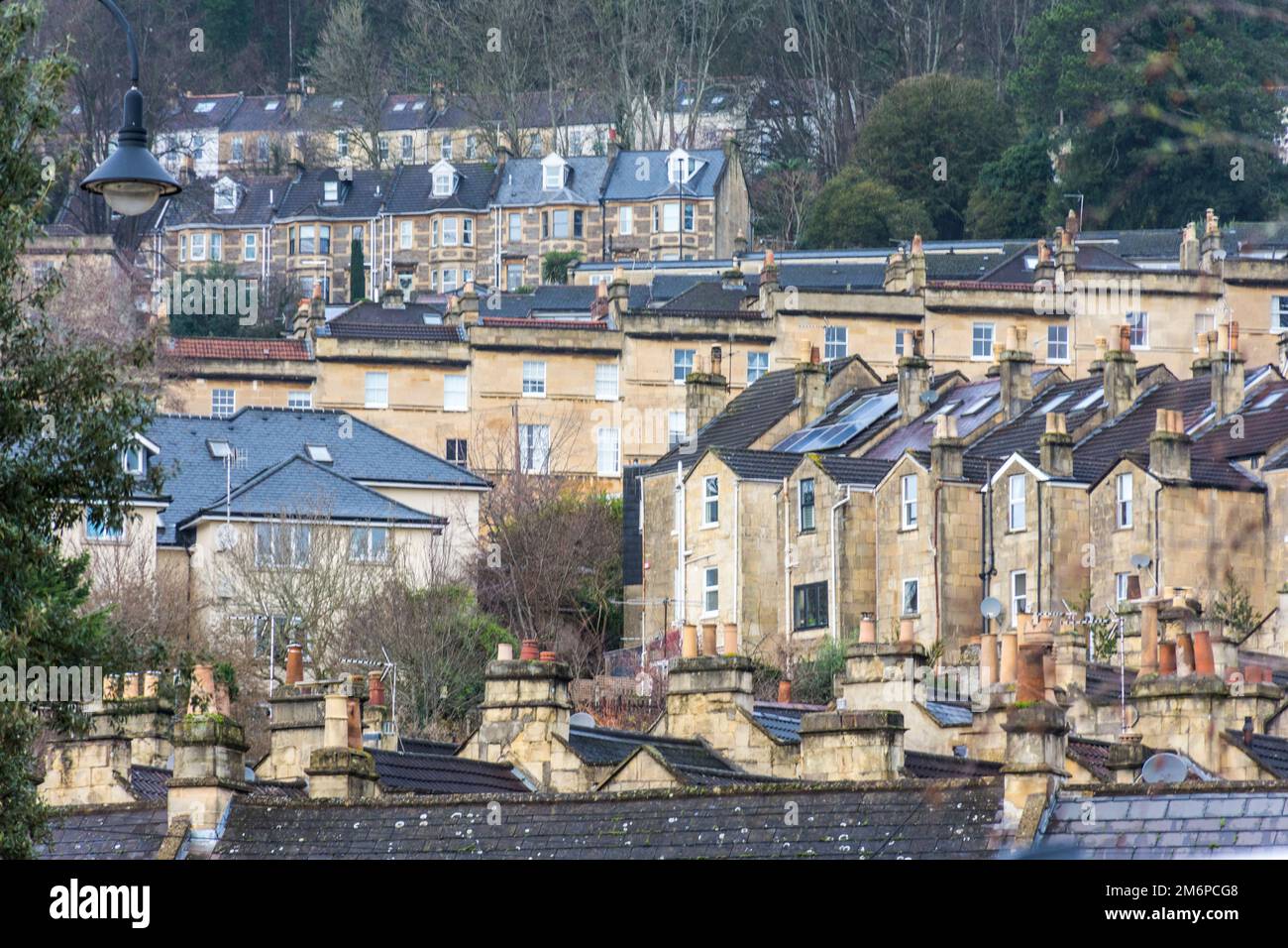 Terraced homes in Bath, Somerset, England, UK Stock Photo