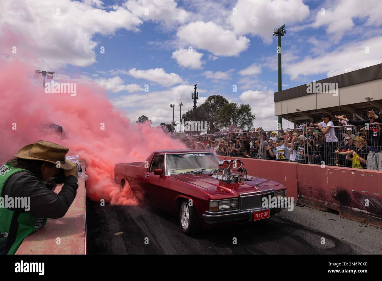Canberra, Australia. 5th Jan, 2023. A car does a burnout during the