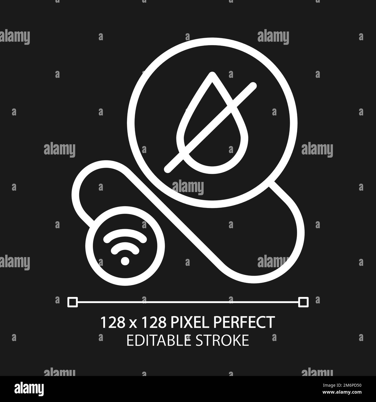 Smart leak detector pixel perfect white linear icon for dark theme Stock Vector