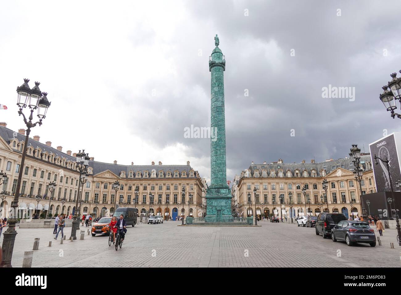 France, Paris, The Place Vendome, in the 1st arrondissement with the Colonne Vendome 1810, celebrating Napoleon's victory at Austerlitz.     Photo © F Stock Photo