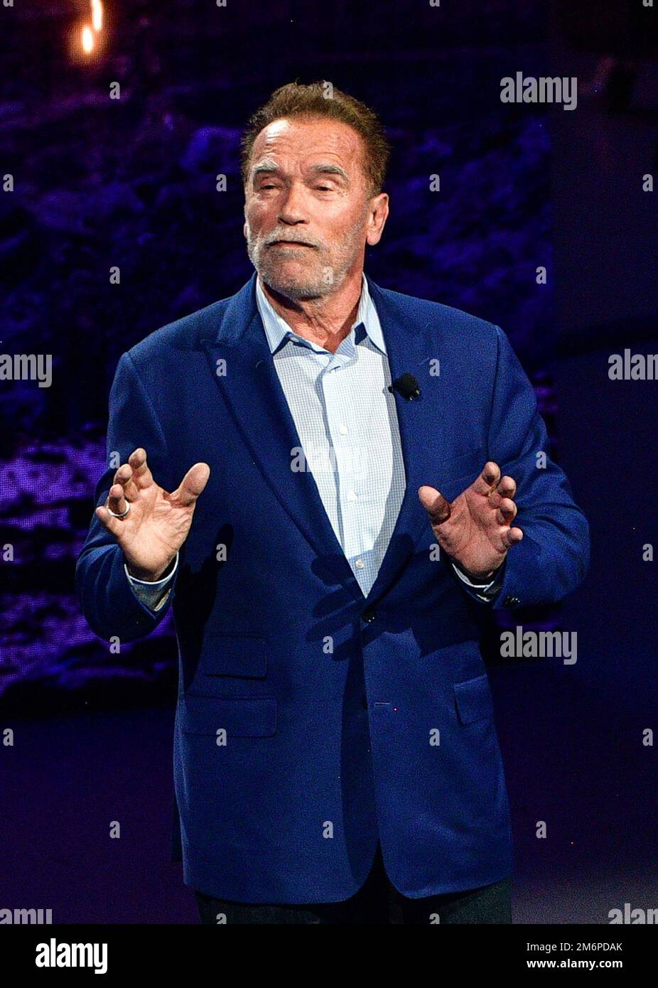 Las Vegas, NV, USA. 4th Jan, 2023. Arnold Schwarzenegger speaks during