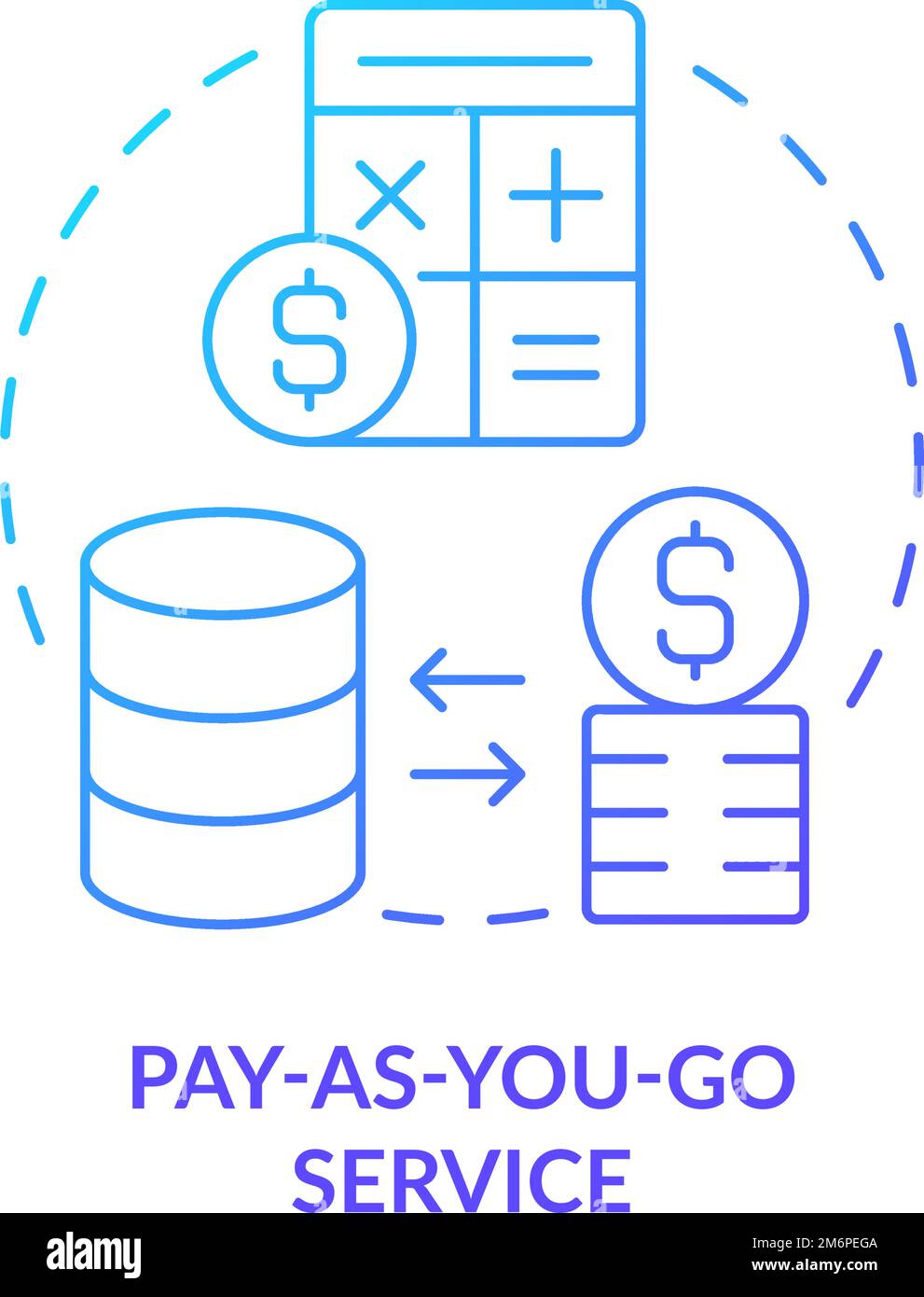 Pay as you go service blue gradient concept icon Stock Vector Image