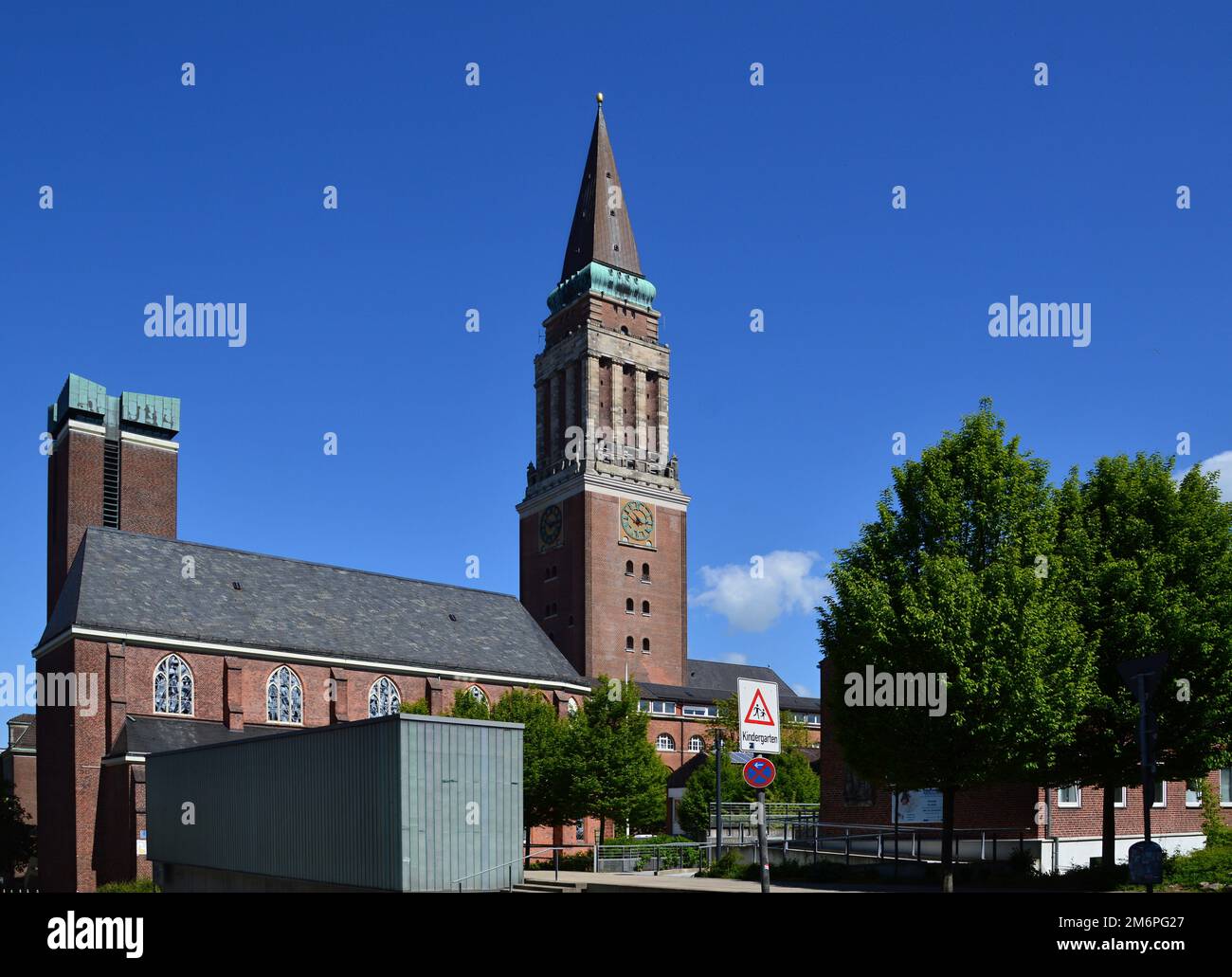 Historical Town Hall and church in Kiel, the Capital City of Schleswig Holstein Stock Photo