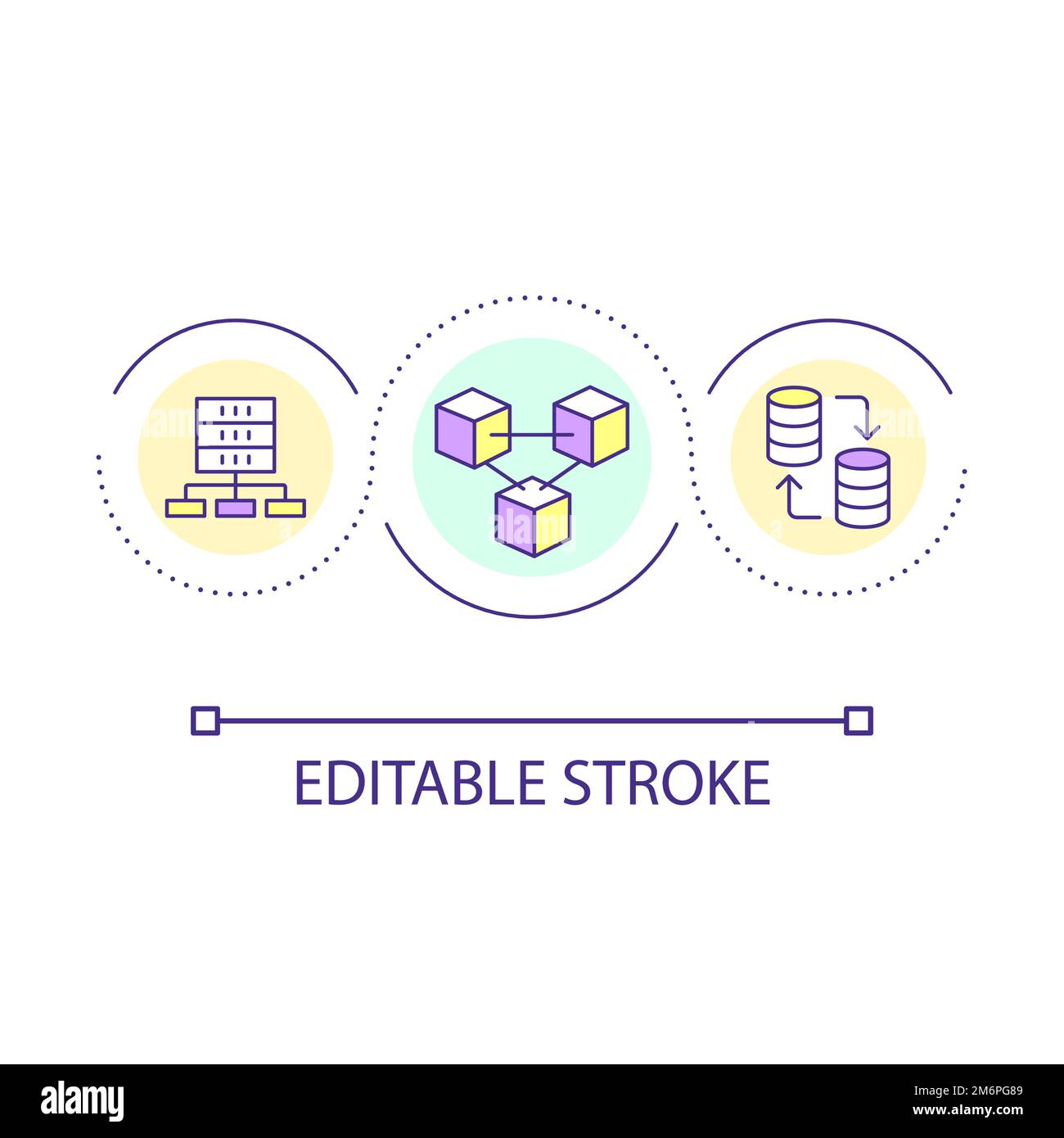 Blockchain technology development loop concept icon Stock Vector