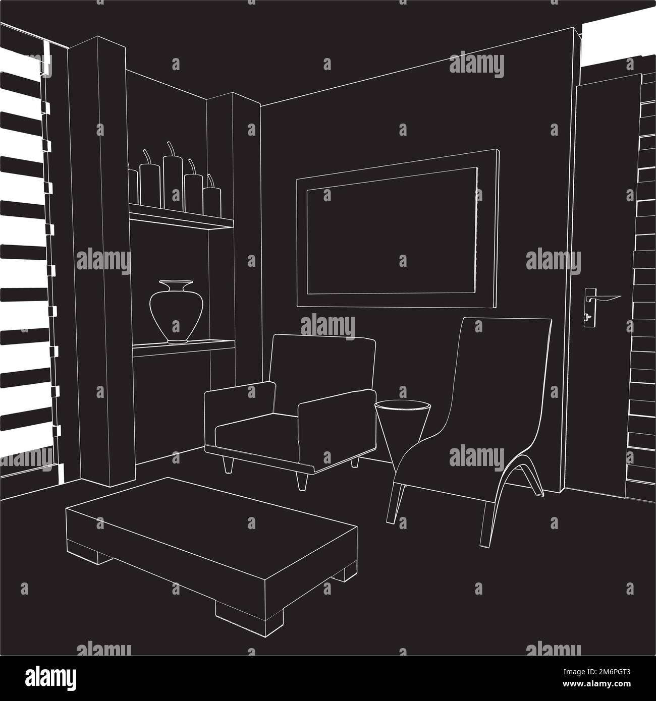 Modern Living Room Interior Stock Vector Image & Art - Alamy