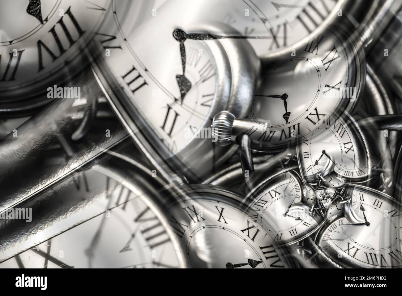 Droste effect background with infinite clock spiral. Abstract design