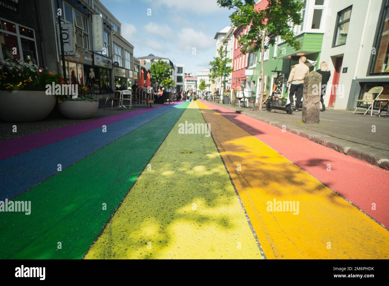 Rainbow Road in Reykjavik, Iceland Stock Photo