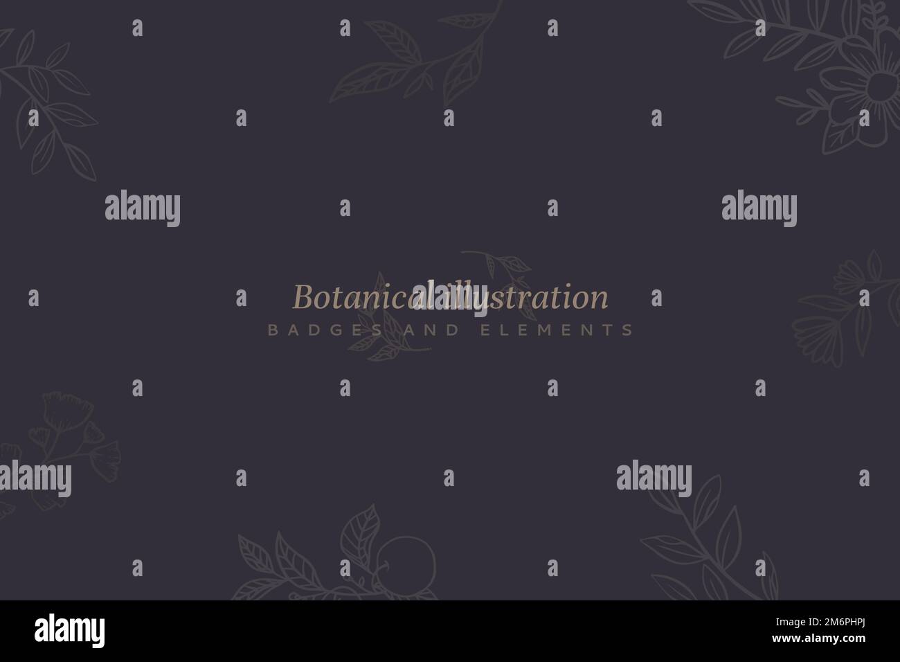 Botanical pattern on dark purple background vector Stock Vector