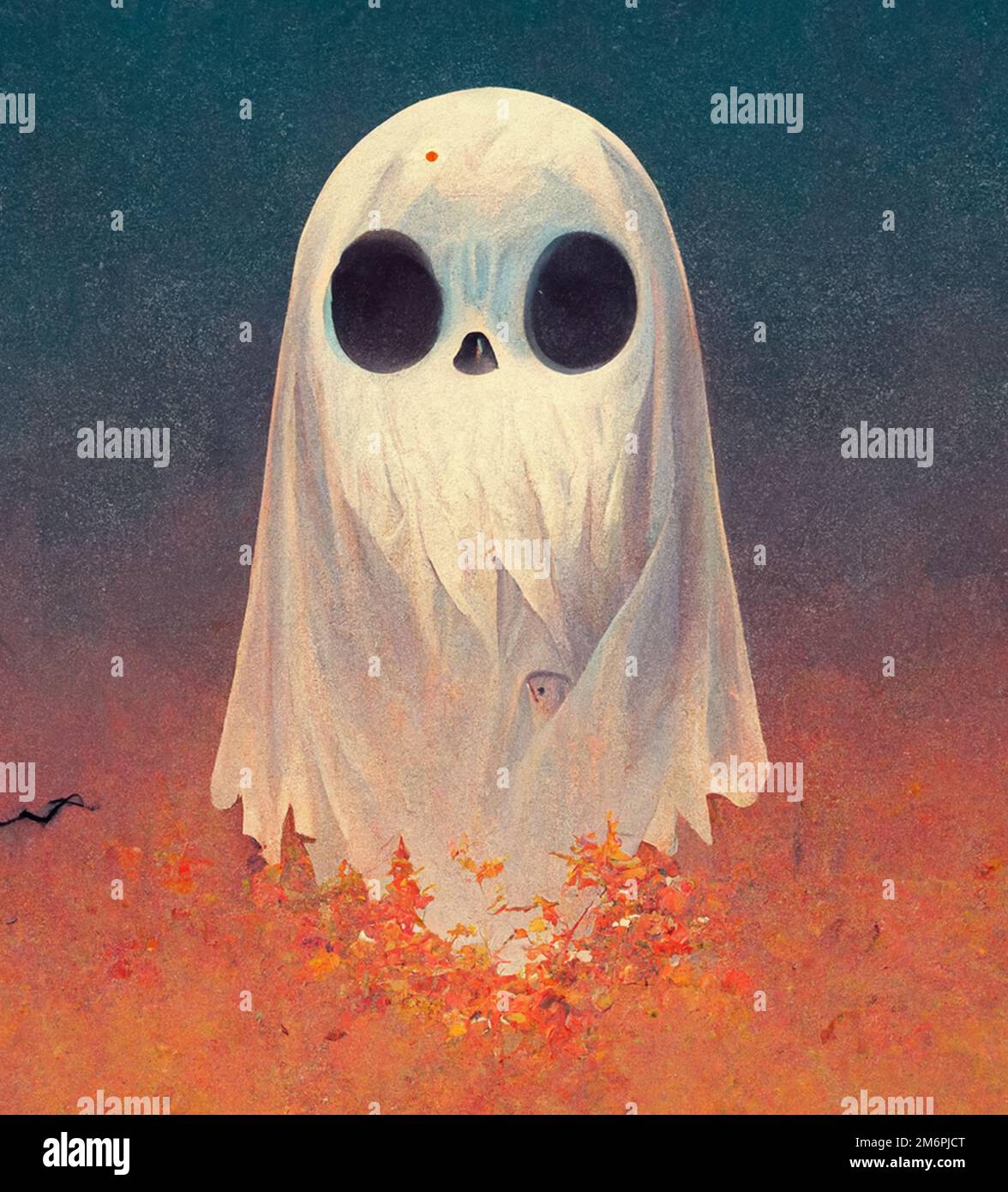 Scary ghost Halloween background digital art Stock Photo Alamy