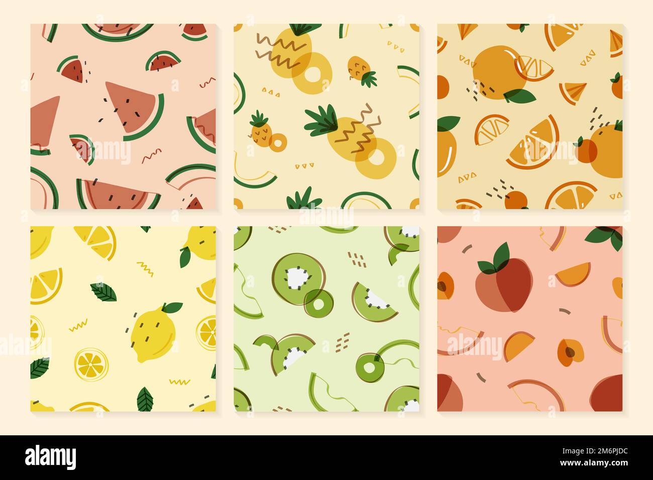 Tropical fruit pattern collection vectors Stock Vector